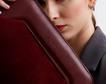 Burgundy color suede Clutch Bag For Women, Gift Clutch Hand Bag