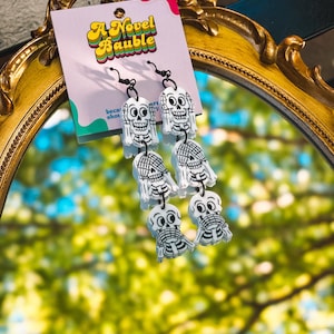 Skeleton Trio Dangly Earrings: Spooky Halloween Jewelry