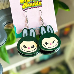 Labubu Earrings: Kawaii Acrylic Goblin, Whimsical Mischief Jewelry