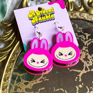 Labubu Earrings: Kawaii Acrylic Goblin, Whimsical Mischief Jewelry