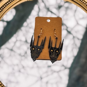 Sauron Earrings: Hand-Painted Acrylic Dark Lord of Mordor