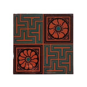 Antique Minton & Co Decorative Patterned Flower Ceramic Tile 1890