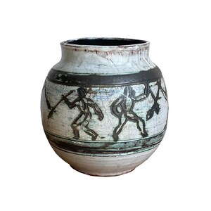 Vintage mitten av århundradet Studio Keramik Primitiva Figurer Keramikvas