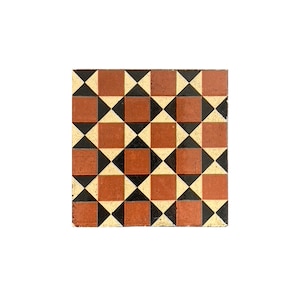 Antyczna geometryczna płytka ceramiczna enkaustyczna Minton Hollins & Co z lat 90. XIX wieku