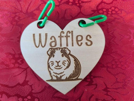 Personalized Guinea Pig Cage Sign: Natural Wood Pet Name Tag
