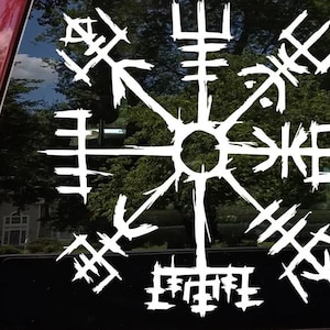 Viking Compass Vinyl Decal | Sticker, Nordic, Norse, Pagan, Wayfinder, Vegvisir