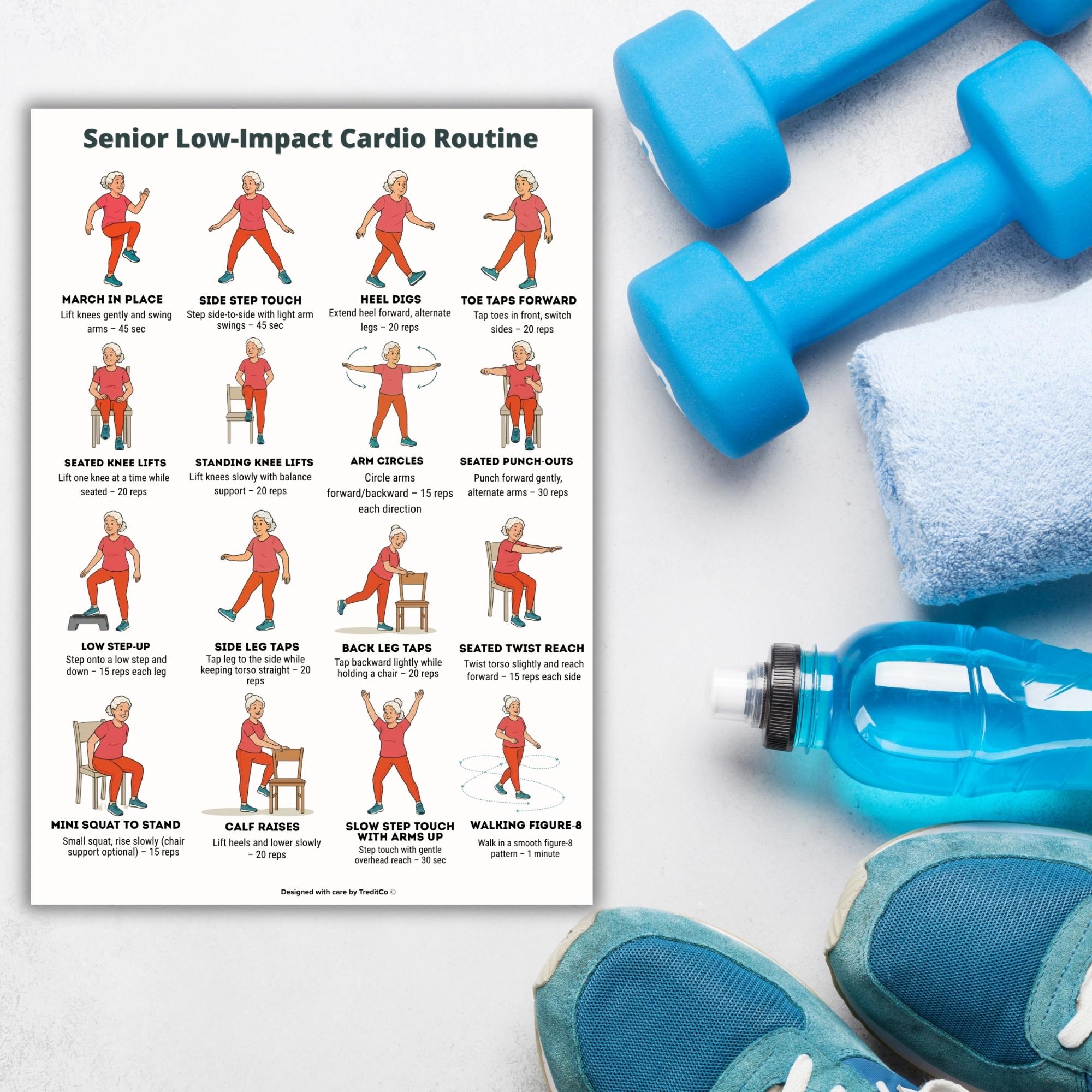 Senior Low Impact Cardio Exercise, 16 Exercise Routine for Seniors