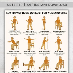 Low-Impact Exercises for Seniors & Women Over 50 – Home Workout Printable Chart