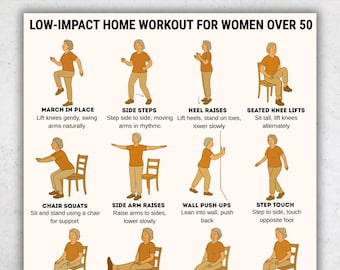 Low Impact Workout Chart for Women Over 50 (PDF Download) | Gentle Home Exercise Guide