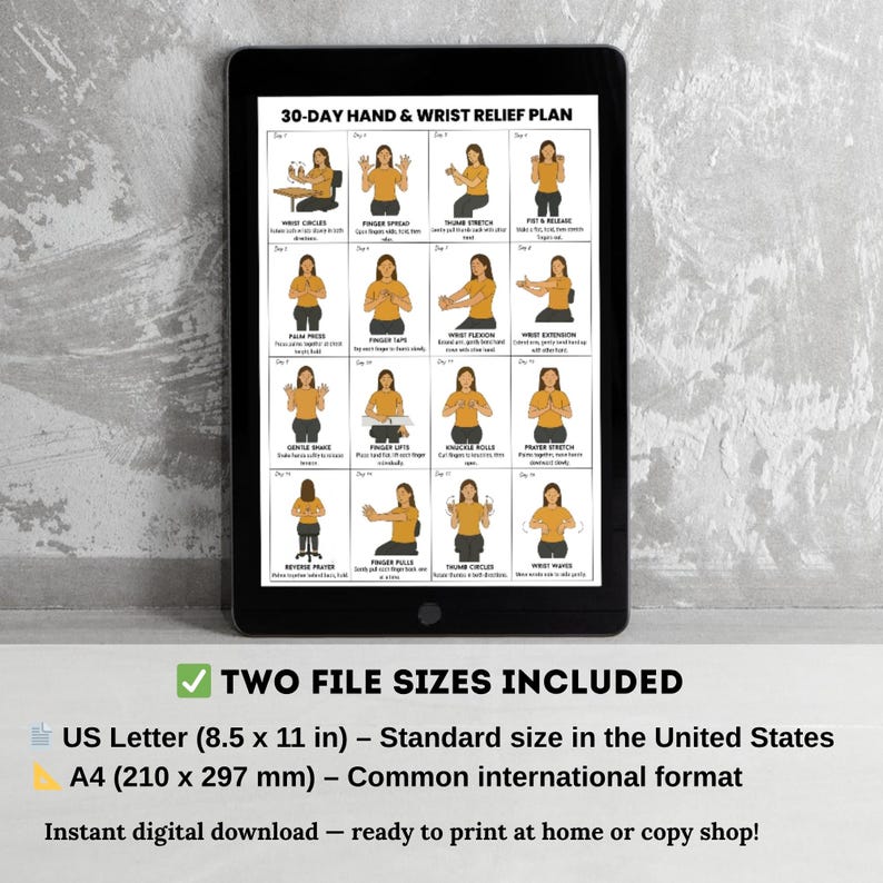30 Day Hand and Wrist Exercise Plan PDF, Printable Daily Stretches for ...