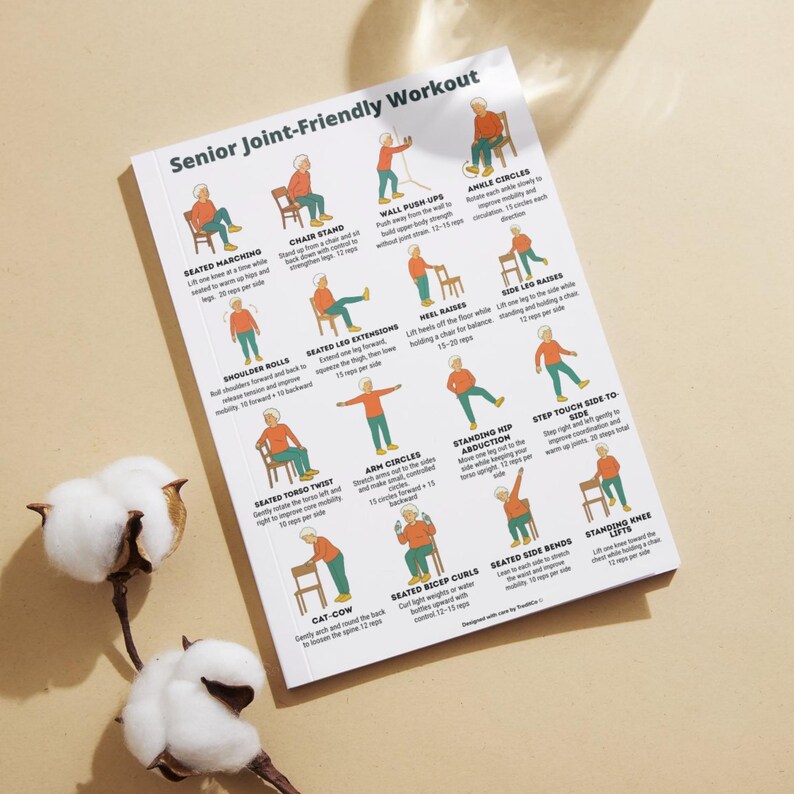 Senior Joint-Friendly Exercises • 16 Low-Impact Printable Workout