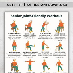 Senior Joint-Friendly Exercises • 16 Low-Impact Printable Workout