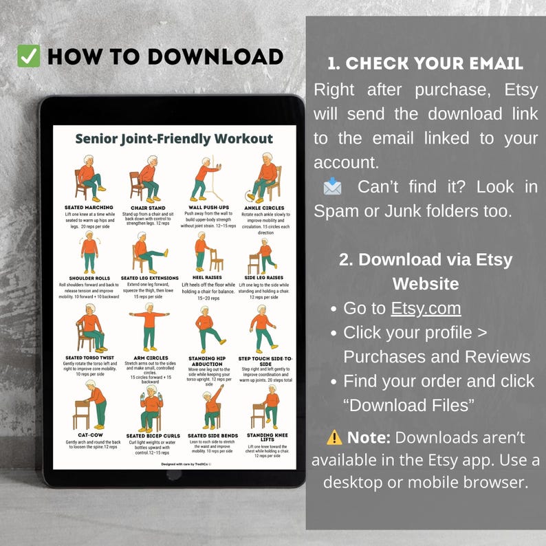 Senior Workout Bundle Printable | 3 Low-Impact Exercise Posters