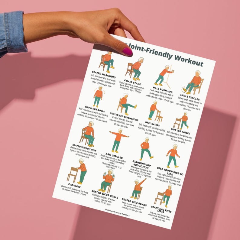 Senior Joint-Friendly Exercises • 16 Low-Impact Printable Workout