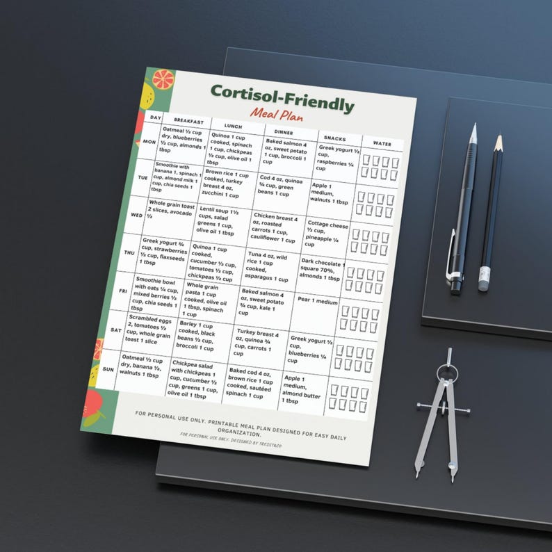 7 Day Cortisol Meal Plan Printable | Cortisol Friendly Meal Plan PDF ...