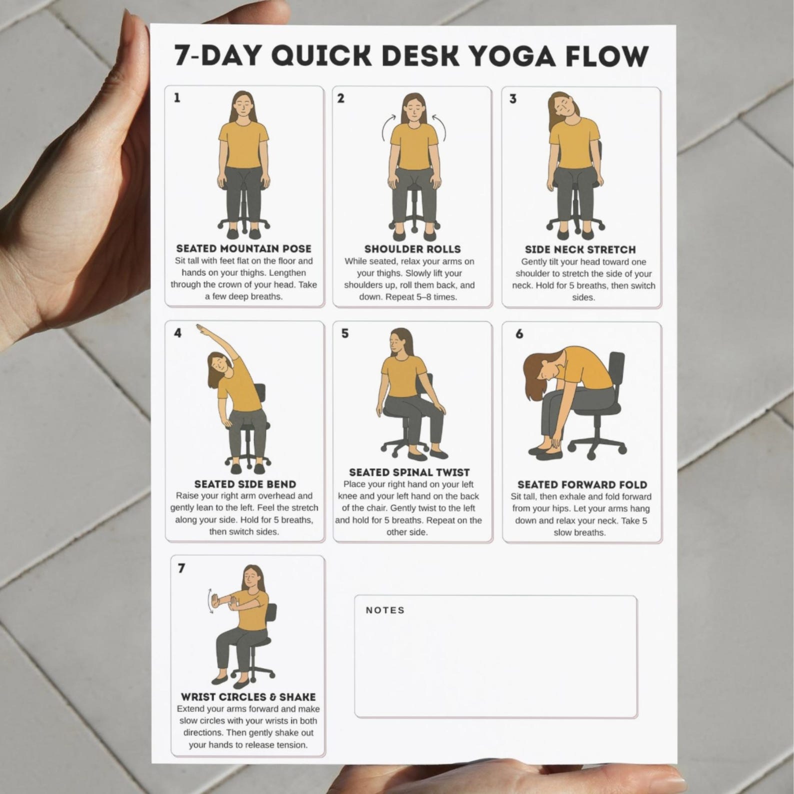 7‑day Quick Desk Yoga Flow PDF, Gentle Office Chair Exercises
