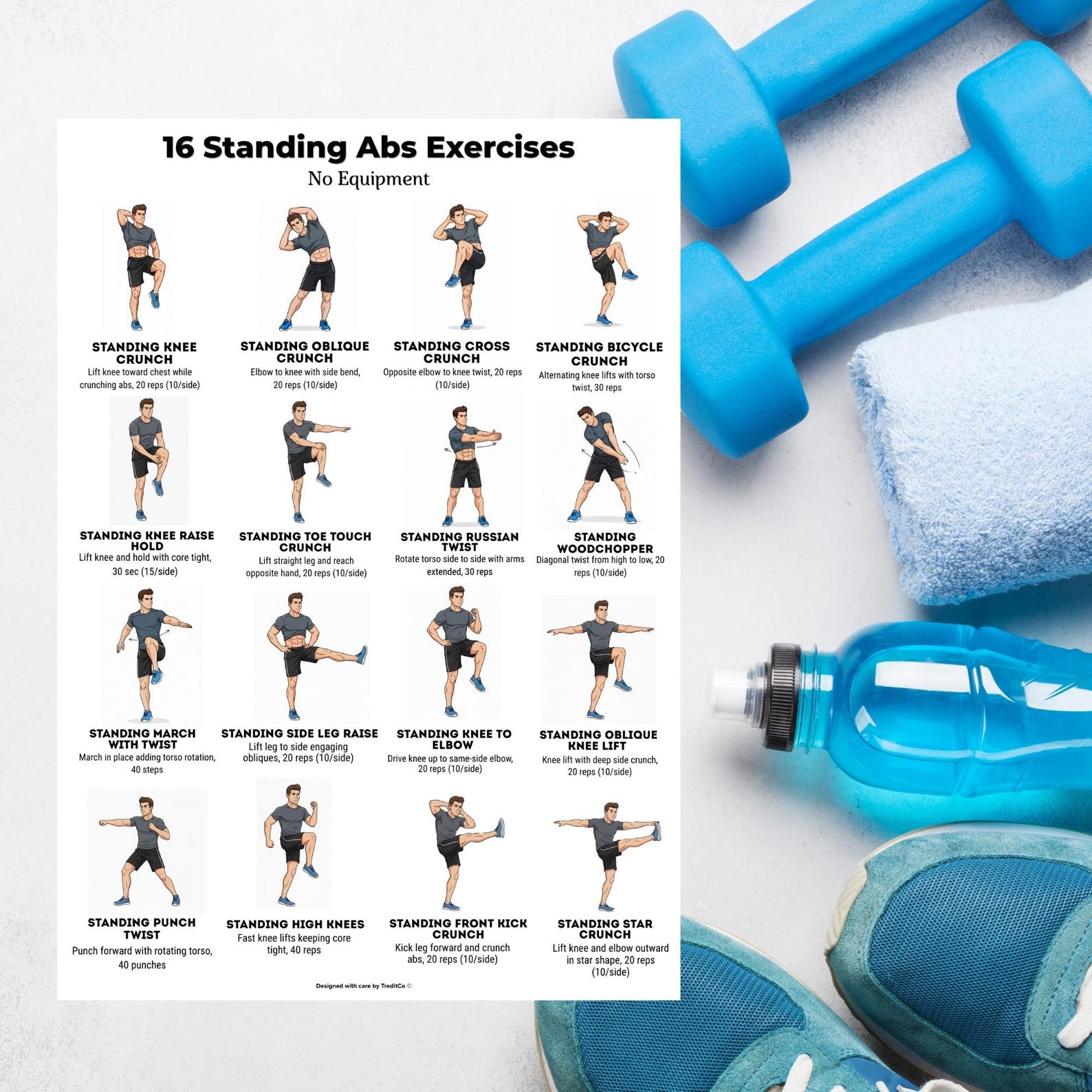 Standing Abs Exercises No Equipment | Standing Core Exercises Abs ...