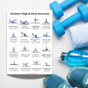 16 Outer Thigh & Glute Exercises Printable | Lower Body Workout Sheet (A4 & US Letter)