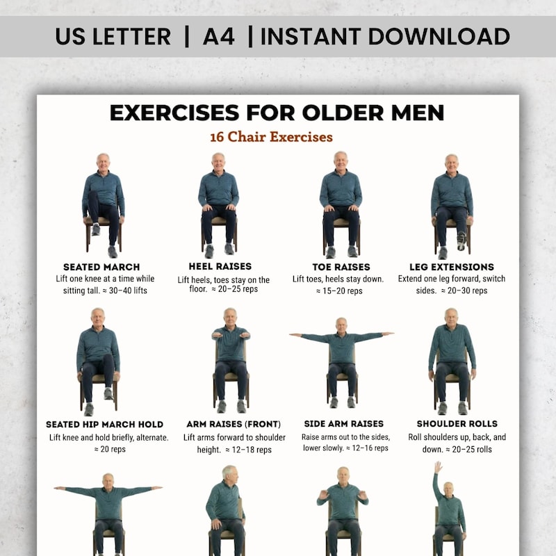 Printable Mens Chair Exercises - Etsy Norway
