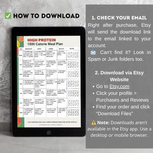 High Protein 1500 Calorie Meal Plan Printable | 7 Day Protein Meal Prep PDF