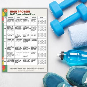 High Protein 2000 Calorie Meal Plan Printable | 7 Day Protein Meal Prep PDF