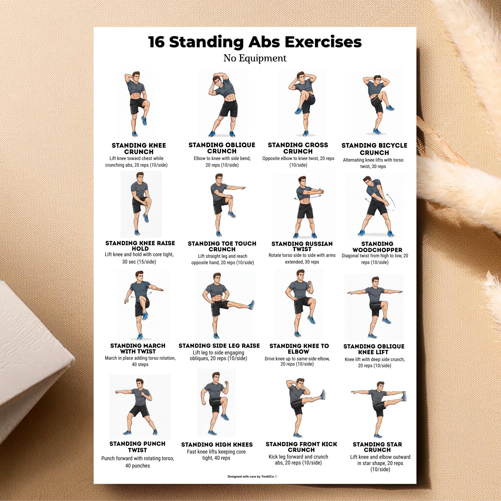 Standing Abs Exercises No Equipment | Standing Core Exercises Abs ...