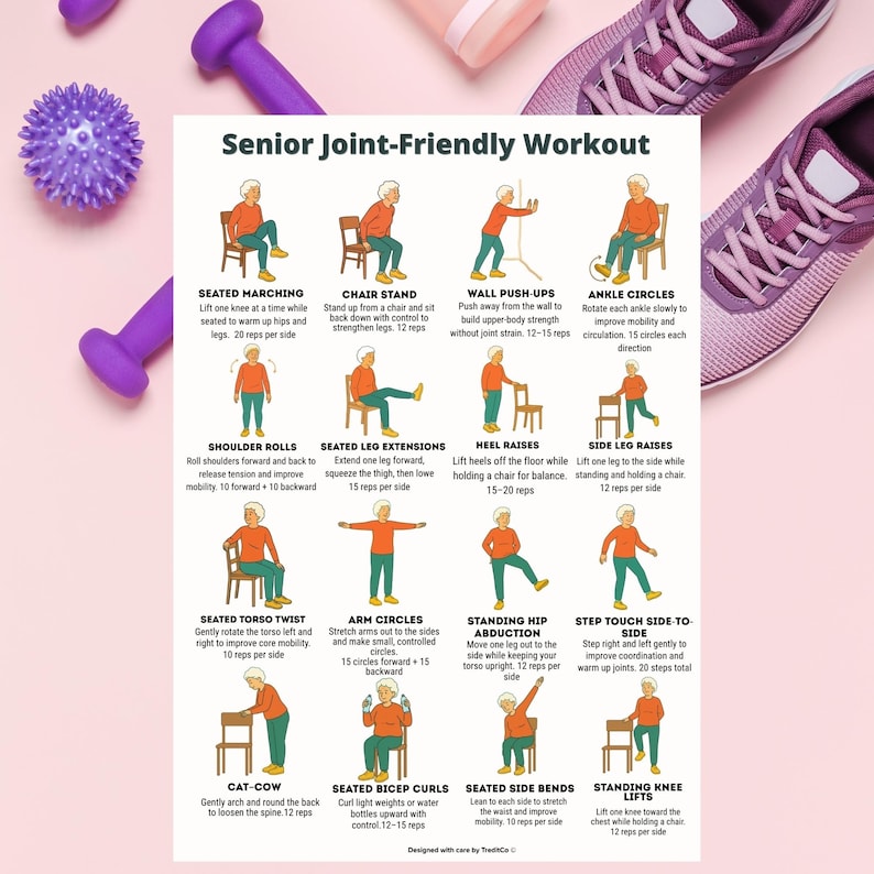 Senior Workout Bundle Printable | 3 Low-Impact Exercise Posters