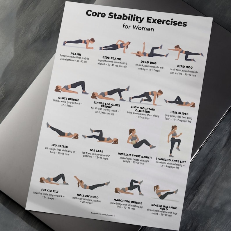 Core Stability Exercises for Women | Core Stability Workout Printable ...