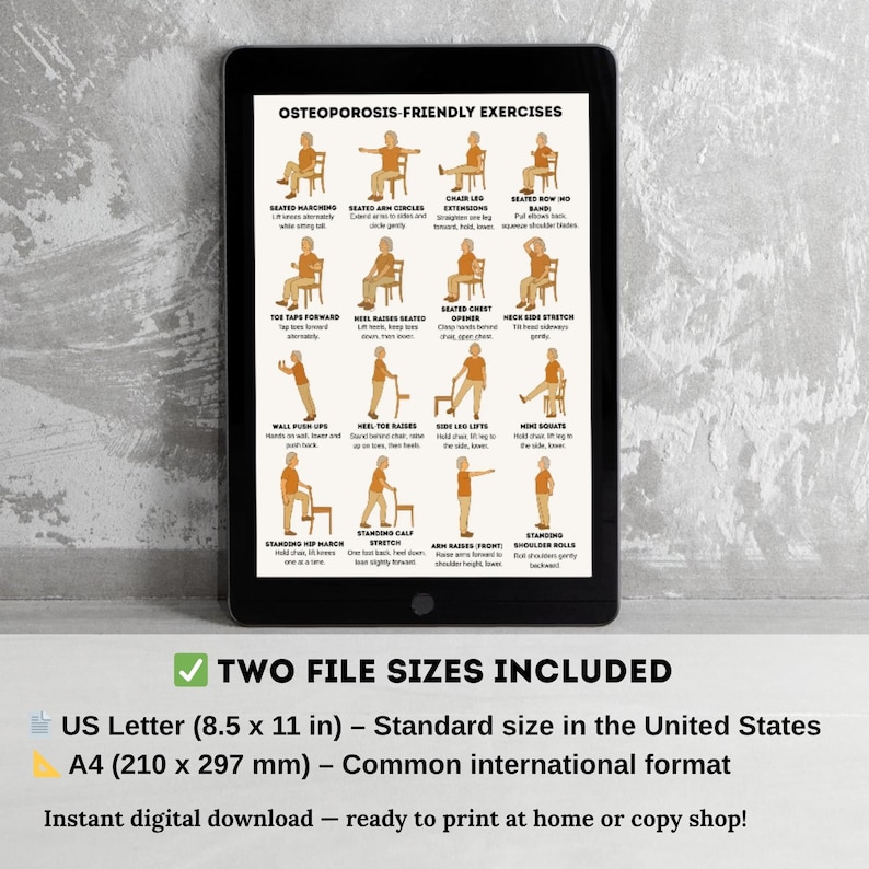 Osteoporosis Exercise Chart for Seniors – 16 Safe Chair & Standing ...