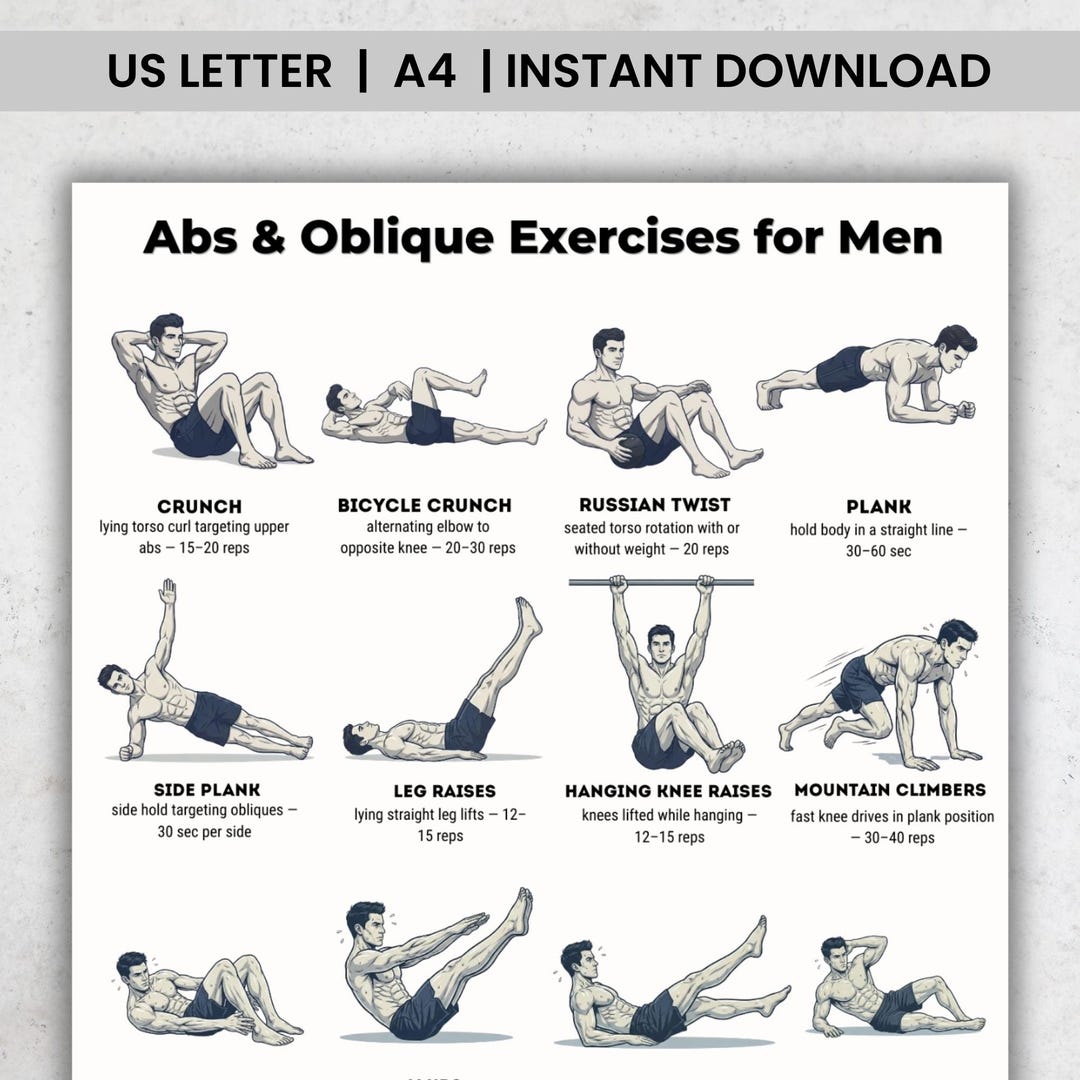 Abs Oblique Exercises for Men | Ab Exercises Obliques Core Workout ...