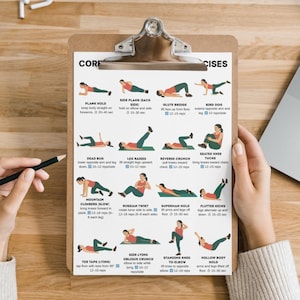 Flat-style digital illustration of a woman demonstrating core strengthening exercises at home, fitness workout poster, no equipment required.