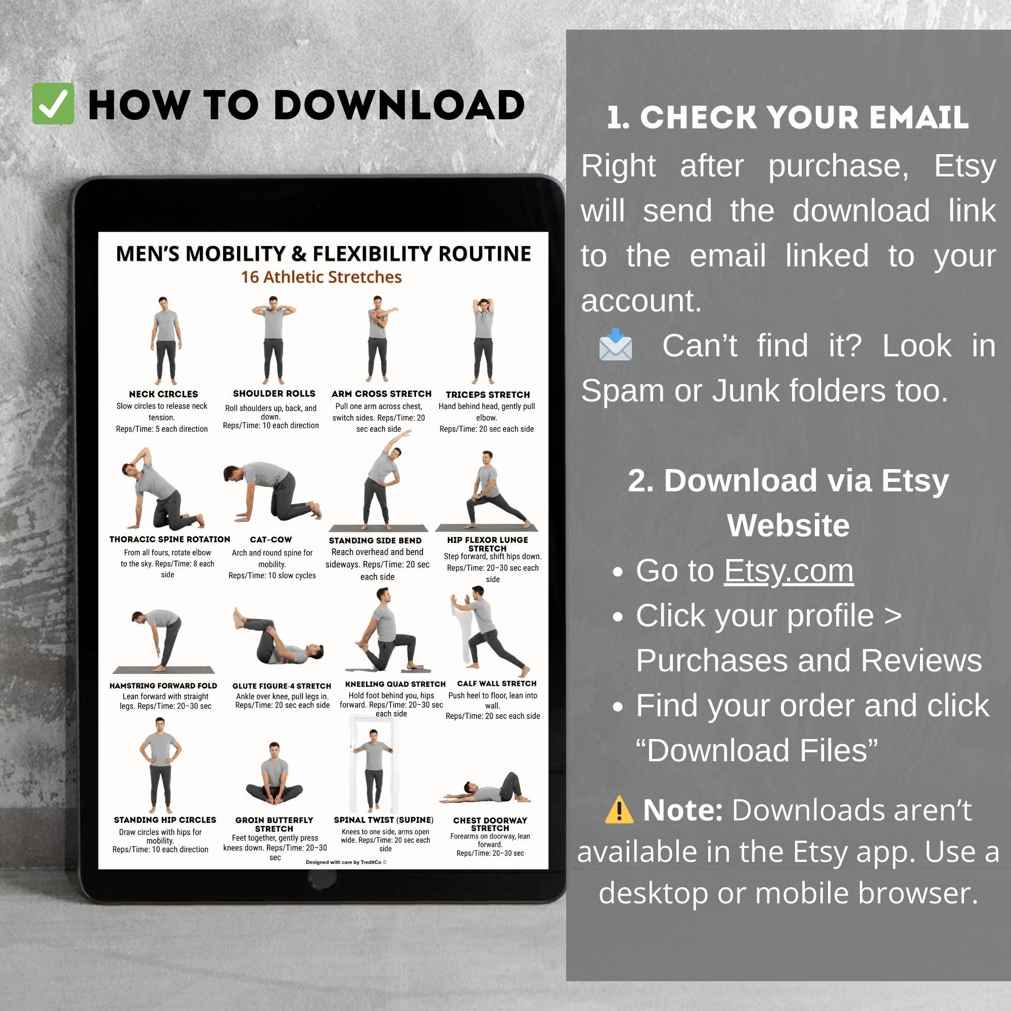 Mobility Routine Chart.pdf Men's Mobility & Flexibility Routine Printable | 16 Athletic Stretches ...