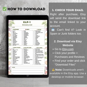 GLP-1 Grocery List printable showing a clean text-based shopping list organized into six food categories with multiple items per category. One-page printable grocery list designed for easy meal planning and shopping, suitable for printing on A4 or US Letter or for digital use.