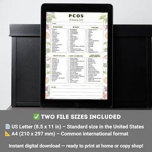 PCOS Grocery List Printable | PCOS Food List | Low GI Foods Chart | PCOS Diet Foods PDF