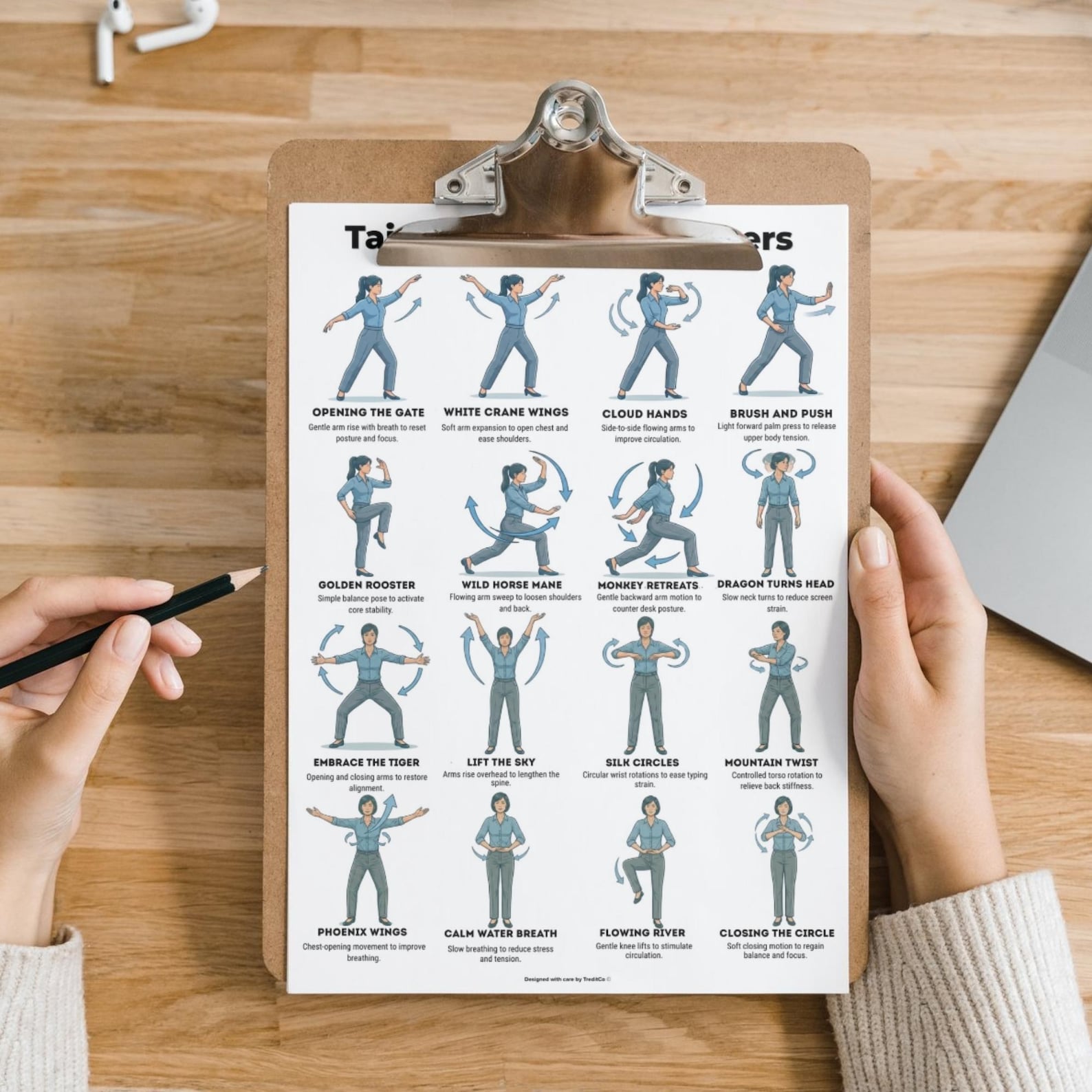 Stretch Break Routine Desk Stretch Exercises Printable PDF Poster, Tai Chi Office Routine ...