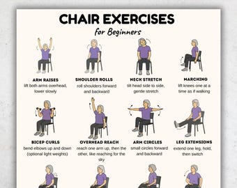 Chair Exercises for Beginners 16 Moves, Seated Exercise Plan PDF