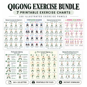 Qigong-övningspaket med 7 utskrivbara diagram i PDF-format