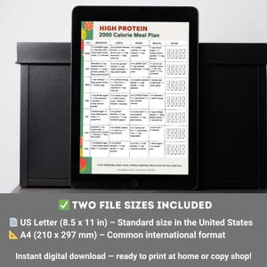 High Protein 2000 Calorie Meal Plan Printable | 7 Day Protein Meal Prep PDF