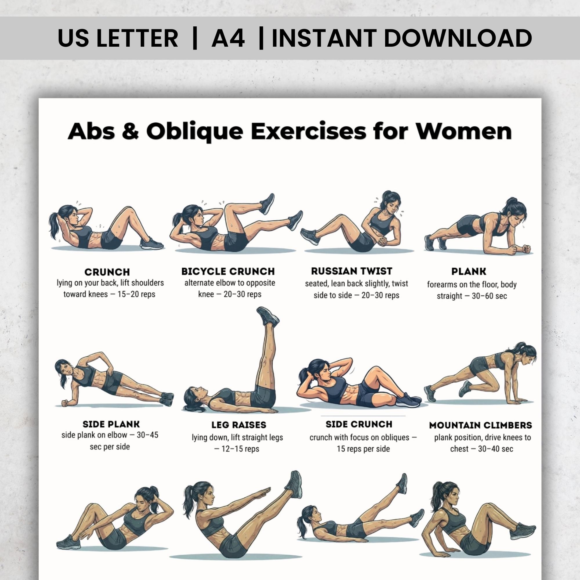 Abs Oblique Exercises for Women | Ab Exercises Obliques Core Workout ...