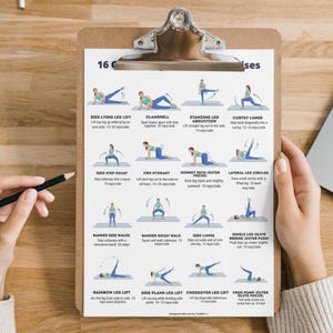 16 Outer Thigh & Glute Exercises Printable | Lower Body Workout Sheet (A4 & US Letter)