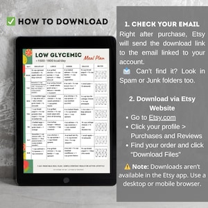 Low Glycemic Meal Plan Printable | 7 Day Low GI Menu PDF