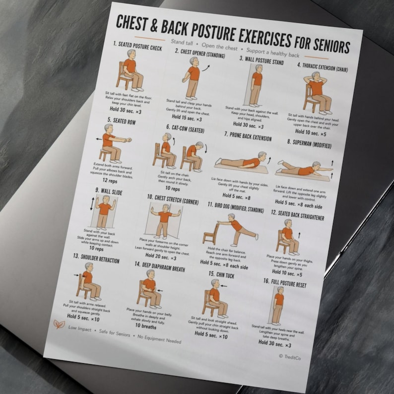 Posture Support Instructions.pdf Posture Exercises for Seniors Printable PDF — 16 Gentle Chest & Back ...
