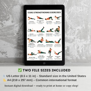 Flat-style digital illustration of a woman demonstrating core strengthening exercises at home, fitness workout poster, no equipment required.