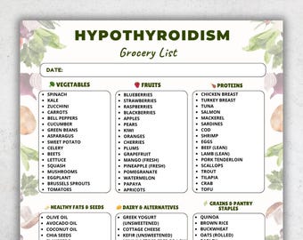 Hypothyreose Lebensmittel Liste druckbare PDF, Schilddrüsendiät Lebensmittelliste, Tabelle mit niedriger Schilddrüsenfunktion, Schilddrüsendiät-Lebensmittel, druckbarer Lebensmittelplaner