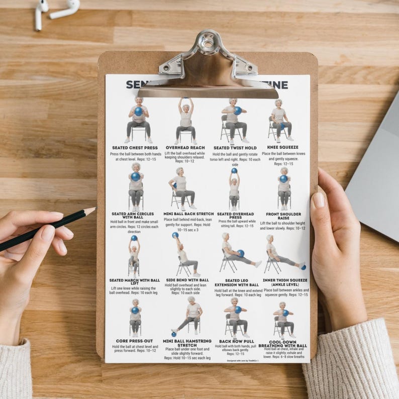 Senior Mini Ball Exercise Routine | 16 Seated Mini Ball Exercises for ...