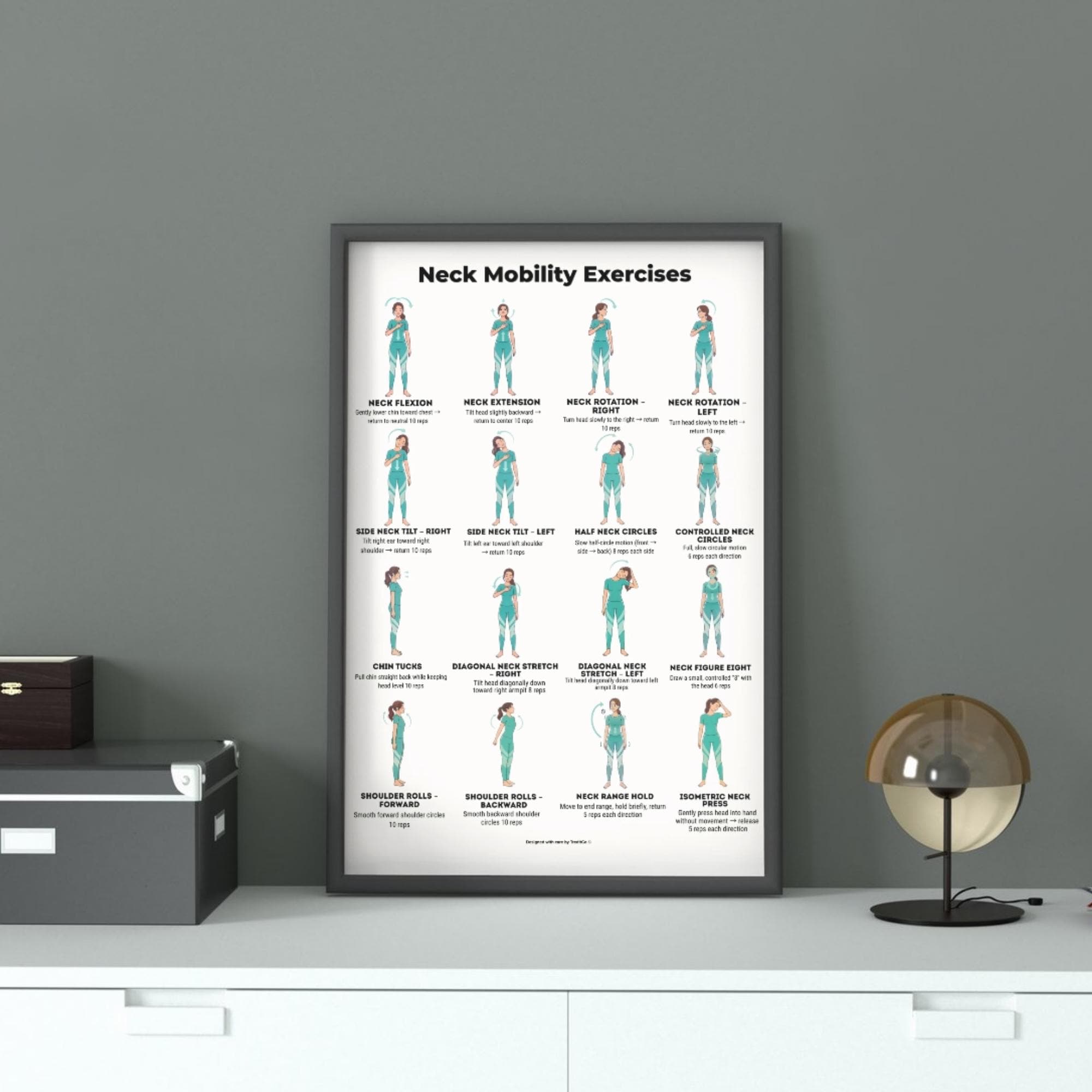 Neck Mobility Exercises Printable | Neck Stretching Routine | Neck ...