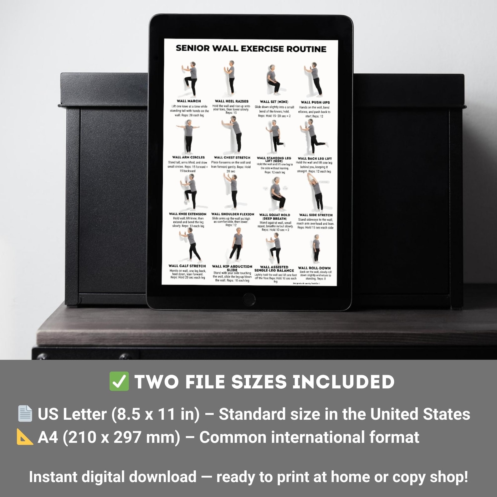 Vor Exercise Sheet.pdf Senior Wall Exercise Routine Printable | 16 Standing Wall Exercises for ...