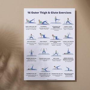 16 Outer Thigh & Glute Exercises Printable | Lower Body Workout Sheet (A4 & US Letter)