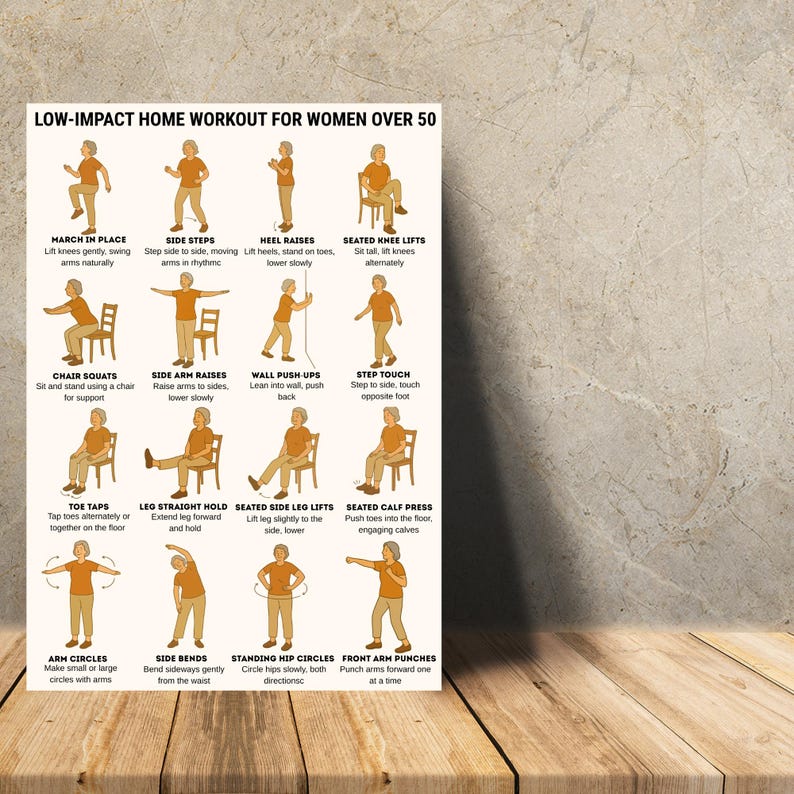 Low-Impact Exercises for Seniors & Women Over 50 – Home Workout Printable Chart