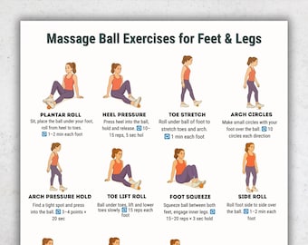 Massageball Übungen PDF | Füße & Beine Massage Chart | Druckbare Stretching Anleitung | MyofaszialesRelease Poster | Digitaler Download